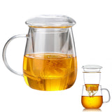 Glass Tea Cup with Infuser and Lid for Loose Leaf Tea Blooming Tea Large