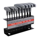 10 PCS CRV T Handle Hex Key Wrench Set with Metal Storage Stand Gray