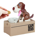 Robotic Eating Dog Electric Coin Bank Toy Fun Money Saving Bank Brown