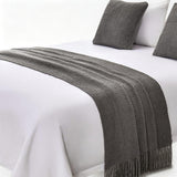 Vintage Knitted Throw Blanket with Tassels for Sofas Bed Dark Gray