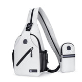 Travel Crossbody Chest Bag for Men and Women Adjustable Sling Backpack White