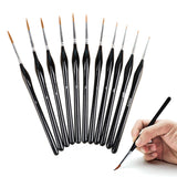 11 PCS Artist Paint Brush Detail Brush Set for Watercolor Acrylic Oil Black