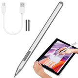 Rechargeable Stylus Pen Compatible With Microsoft Surface Pro 11 10 9 8 7 Go X Silver