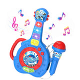 Guitar Toy with LED Lights Detachable Microphone and Music Blue