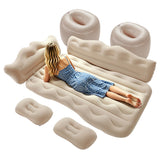 Inflatable Travel Car Air Mattress Back Seat Bed and Rest W/Pillows Pump and Bag Beige