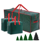 3pc Large Christmas Tree Storage Bags – PE Water-Resistant with Reinforced Handles & Zipper Green