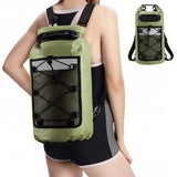 Roll-Top Backpack Dry Bag with Handle for Fishing Boating and Camping Green
