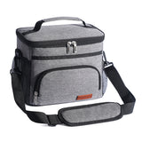 Insulated Lunch Box Leak-Proof Cooler Bag with 4 Pockets Gray