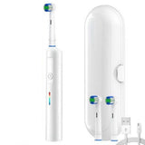 Rotary Electric Toothbrush 3 Modes Ultrasonic Toothbrush with Travel Case and 2 Replacement Brush Heads White