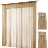 2PCS 100x200cm Shimmer Tassel String Door and Window Divider Curtain Champagne Gold