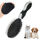 2PCS Pet Grooming Tools Double-Sided Brush for Shedding and Bathing for Short/Long Haired Dogs Cats Black