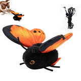 Butterfly Cat Toy Electric Flapping Wings 3 Modes with Touch Activation Orange