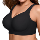 Bras for Women Supportive Wireless Push Up Bra Full Coverage No Underwire Seamless Plus Size for Women Black