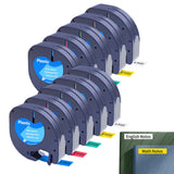 10 Pack 12 mm Label Tape Compatible with Dymo LetraTag 91330 Style 2