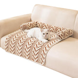 Thick Plush Dog Bed Mats with Neck Head Support for Small and Medium Dogs Cats Brown