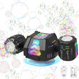 RGB LED Bubble Machine Rechargeable for Party Wedding Event Use Black