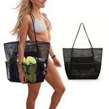 Beach Mesh Tote Bag Womens Shoulder Handbag Grocery Bag Black