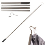 Stainless Steel Clothes Hook Pole Clothes Hanger Reaching Hook for Hanging Clothes Large