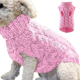 Puppy Dog Winter Sweater Knitted Jumper for Small Dogs Pink