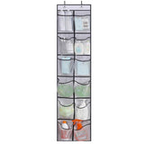 12-Pocket Hanging Shoe Organizer Over Door Rack Holder White