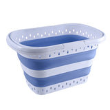 Foldable Collapsible Laundry Basket with Handle for Storage Blue