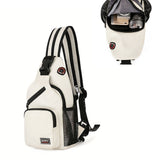 Water-resistant Travel Chest Pack Outdoor Shoulder Sling Bag Crossbody Bag with Earphone Hole White