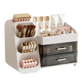 Large Capacity Makeup Organizer Countertop with Makeup Brush Holder for Bathroom Countertop White