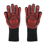 Double Sided Silicone BBQ Gloves Heat Resistant Non Slip Oven Mitts Red