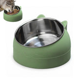 400ml Stainless Steel Tilted Pet Bowl – Non-Slip Raised Feeder for Cats & Dogs Green