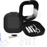 Retainer Case with Mirror and Removal Tool for Mouth Guard Storage Black