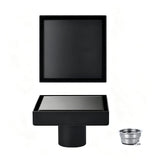 Square Shower Drain with Filter Detachable Stainless Steel Floor Drain for Shower Bathroom Black
