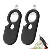 2 Pcs 5 in 1 Jar Bottle Can Opener Easy Attach Storage Black