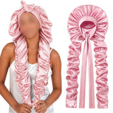 Double Layer Satin Bonnet for Long Hair Braids and Natural Hairstyles Pink