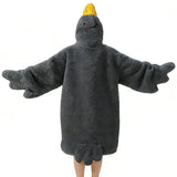 Wearable Goose Blanket Hoodie Onesie Oversized Flannel Cozy Hooded with Sleeves for Teens Adult Gray