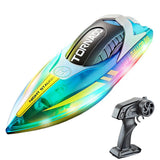 Remote Control Boat Rechargeable with LED Lights for Pool and Lake Blue