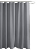 Water Resistant Waffle Shower Curtain with 12 Rustproof Metal Rings Gray