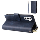 Leather Wallet Flip Case Compatible With Samsung S26 Series Blue