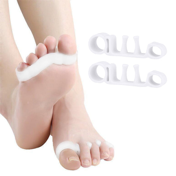 2 Pairs Five-Hole Toe Separators – Bunion Corrector Pads for Foot Alignment & Relief  White