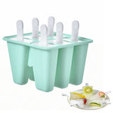 6-Cavity Ice Cream Popsicle Molds Ice Lolly Mold with Sticks Light Green