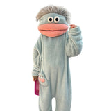 Plush Mouth Monster pajamas Cozy Home Loungewear Soft Fabric Blue