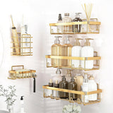 5Pcs Adhesive Shower Caddy Bathroom Wall Organizer Rack Gold