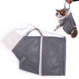 Mesh Cat Grooming Bag Breathable Bathing Restraint for Nail Trimming Light Gray