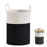 Large Woven Laundry Basket Hamper Rope Storage Bin for Blankets Toys and Clothes Black & White