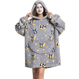 Adult Extra Long Oversized Hoodie Wearable Blanket Plush Sweatshirt Soft Fleece Panda