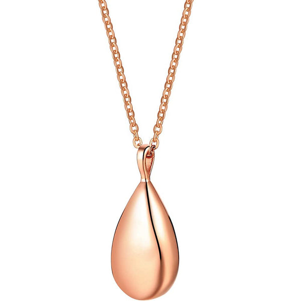 Stainless Steel Teardrop Cremation Pendant – Keepsake Memorial Necklace Rose Gold