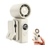 Handheld Turbo Fan Clip On with LED Display 4 Speeds 180 Tilt White