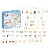 Christmas Advent Calendar Jewelry Set Earrings Rings Necklaces Keychains Blue
