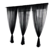 3 Piece Sheer Rod Pocket Curtains Polyester for Room Divider Black