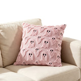 Halloween Ghost Decorative Pillow Cover Cute with Zipper for Home Office Pink