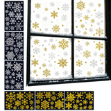 Christmas Window Clings – Snowflakes Static Stickers in Gold and Silver for Holiday Decorations Style 3
